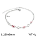 Silver stainless steel heart anklet with red evil eye beads and lobster clasp - Silver Red Love Heart Style (KJ1906-Z)