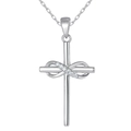 Collana con croce infinito in argento con pietre moissanite scintillanti su catena O - Stile A Croce Infinito / Oro Bianco