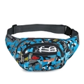 Blue camouflage fanny pack with graffiti print and adjustable strap for sports - Blue Graffiti