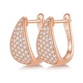Close-up of rose gold S925 sterling silver earrings with white zircon pavé setting - Rose Gold