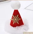 Mini cappello di Natale fermaglio per capelli in feltro rosso, tulle e fiocco d'oro - Fermaglio per capelli con fiocco di neve in pizzo