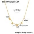 Dimensioni dettagliate della collana MAMA dorata con cuore in zircone e catena d'acciaio - Collana MAMA (TXP297-40+5cm)