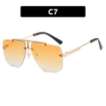Frameless polygonal sunglasses featuring orange gradient lenses and gold metal temples - Gradient Orange