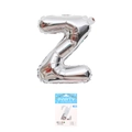 Silver foil balloon letter Z for party decoration with retail card packaging - 16" / Silver Letter Z (With Backing Card)