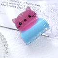 Cute pink and blue cat hair claw clip with glitter finish made of acrylic resin - Cat