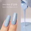 F109 Serene Blue nail gel polish showing matte and glossy finish on fingernails - F109 Serene Blue