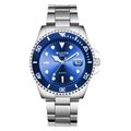Herren Business Quarzuhr mit blauem Zifferblatt, silbernem Stahlband und Leuchtkalender - Silbernes Armband Blaues Zifferblatt