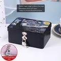 Retro tinplate storage box with Van Gogh Starry Night print and functional lock - Medium - Starry Night (With Padlock)