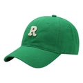 Green cotton baseball cap featuring a cream 3D embroidered letter R on the front - Adult Adjustable / Green
