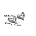 Polished silver heart pendant charm with 1.5mm hole for DIY jewelry making - Silver Heart 09