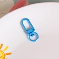 Shiny blue metallic lobster clasp with swivel ring for DIY keychain and jewelry making - Blue Iridescent