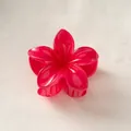 Bright pink gradient frangipani flower hair claw clip with glossy finish for women - Watermelon Red [8cm Large]