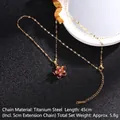 Golden titanium steel rotating four-leaf clover necklace with red gemstone flower pendant - Rotating Style 5/Red Gemstone Flower