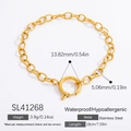 Bracelet chaîne en acier inoxydable doré avec détails des dimensions et fini brillant - Style Classique à Maillons Ronds (SL41268)