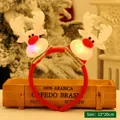 Diadema navideña con renos LED blancos y felpa roja para accesorios de fiesta y disfraces - S2-7 Diadema Doble de Reno con LED