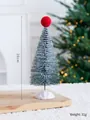 Mini frosted Christmas tree with red pom pom topper and white base, height 20cm - Upgrade Blue-Grey 20CM