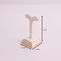 Beige PU T-bar earring stand with light gold base for jewelry display, 11x5.6x5.6cm - M-Shape Earring Stand / Champagne Gold