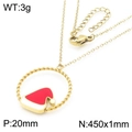 Christmas hat oil drip necklace in gold stainless steel with 20mm round pendant - Necklace (KN290929-GC)