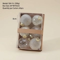 Set of 6 transparent champagne Christmas balls with glitter and grass silk filling - 8cm / Kraft Box Grey/White Mix (6 Pcs Set)