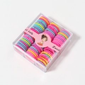 Colorful mini hair tie set for girls in a transparent box with cartoon design - Style 2 (Solid Color Mix Series)