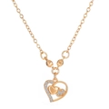 Rose gold heart pendant necklace with full rhinestones and elegant double heart design - Double Heart Zirconia Rose Gold (X872)