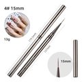 Detailed specs of professional silver nail liner brush with 15mm bristles and metal body - 15mm Single Piece / Gunmetal