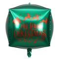 Metallic green 22-inch 4D square Christmas balloon with My First Christmas print - 4D Square Merry Christmas Green