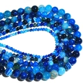 Natural blue agate round beads with distinct striped patterns for DIY jewelry making - Blue Striped Agate / 4mm Approx 93pcs