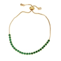 Detail of adjustable gold-plated bracelet with pavé-set vibrant green zircons and sliding clasp - Green