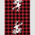 Christmas dish towel featuring red and black buffalo check with white deer and snowflakes - Mjbt66-9（1pc)