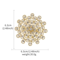 Golden sunburst brooch with clear crystals, size 6.3cm and 30g weight for women - XD432-G KC Gold Rhinestone