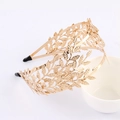 Elegant gold leaf headband with hollow metal texture on a minimalist white background - Style 22-Gold Leaf