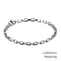 Bracciale a catena minimalista in acciaio inossidabile argento 3mm per 200mm - 200mm Lunghezza x 3mm Stile Spesso (KB126676-Z)