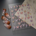 5D gold stamping butterfly nail stickers set with floral and star moon designs - Magic Color Star Moon Butterfly Style (CO-228)