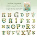 Adesivi alfabetici PET stile barocco in verde e oro per decorazioni scrapbooking - Leggenda Smeraldo
