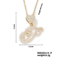 Golden letter P pendant necklace with cubic zirconia, 45cm chain, 3.2cm size - Cursive Letter P Style (N00203J-X--P)