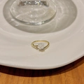 Elegant gold open ring featuring a white rose and shimmering zircon crystal accent - J802 White Rose Flower Ring