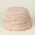 Detail of light beige ramie bucket hat showing layered pleats and breathable fabric texture - M (56-58cm) / Beige