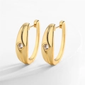 Minimalist gold geometric hoop earrings with micro-inlaid cubic zirconia stones - Long Zirconia Earrings - Gold (EP5613)