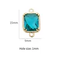 Pendentif en verre émeraude avec monture dorée et doubles anneaux pour bijoux, 15x9mm - Bleu Encre