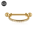 Gold G23 titanium barbell body jewelry with paved white zircons and ball ends - 12mm Gold with White Zircon