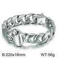 Bracciale a catena cubana in acciaio argento con guantone da boxe, 220x16mm, 96g - 220x16mm / Color Acciaio