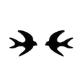 Minimalist black swallow bird silhouette stud earrings in stainless steel on white back - Black Swallow Style