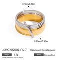 Bague large bicolore or et argent en acier inoxydable, étanche et hypoallergénique de qualité - Bicolore Or Argent(JDR0202007-PS-7)