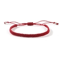Handmade woven red cord bracelet with silver beads and adjustable sliding knot - Red