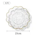 Large 25cm hammered glass fruit plate with elegant gold rim and petal edge - Large / Clear White