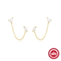 Eleganti orecchini a nappa in argento S925 placcato oro con zirconi a goccia lucidi - Catena per Orecchie Zirconia Goccia e Marquise (Oro #1) / Argento 925 / Oro