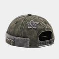 Detailed back view of vintage docker hat showing adjustable metal buckle and washed fabric - Adjustable / Army Green Letter Star