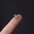 16G stainless steel curved ear cartilage stud with 5 clear cubic zirconia stones - Silver