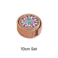Handwoven 10cm rattan coaster set with pink hearts and turquoise star shell patterns - Heart Blue Flower Set of 6 (10cm)